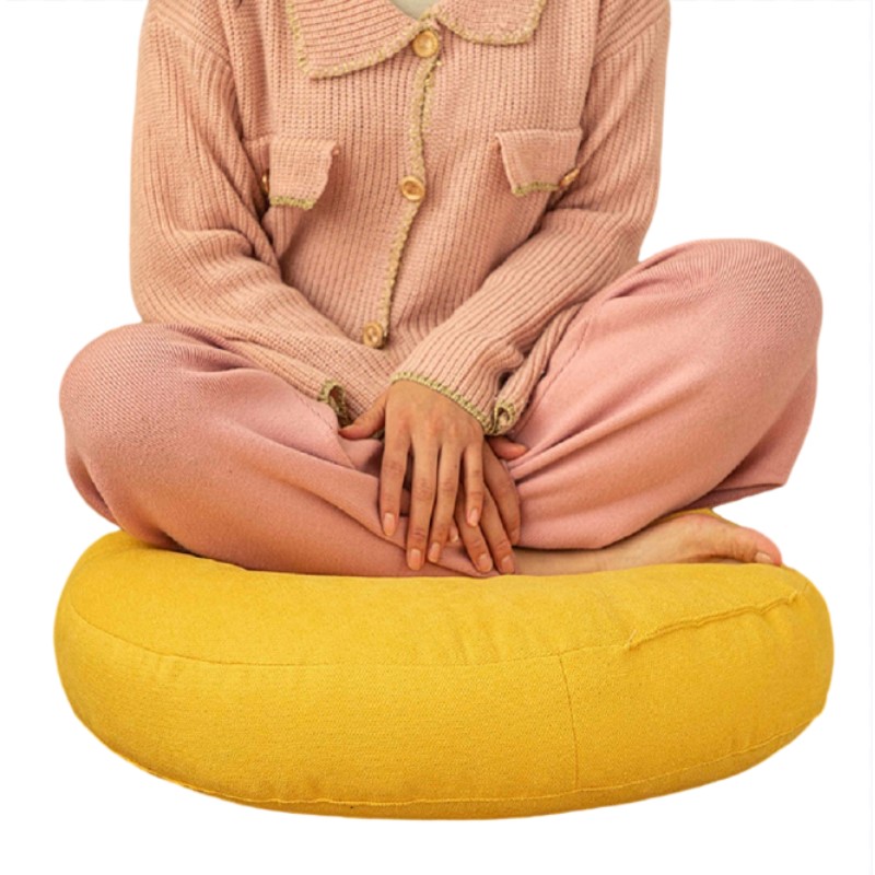 Meditation Cushion Zafu - เบาะรองนั่งพื้นแบบหนา เบาะรองนั่งสำหรับนั่งสมาธิ สไตล์ญี่ปุ่นเรียบง่าย ฟูกทรงกลม ผ้าฝ้ายและผ้าลินิน เบาะรองนั่งทาทามิสำหรับระเบียง