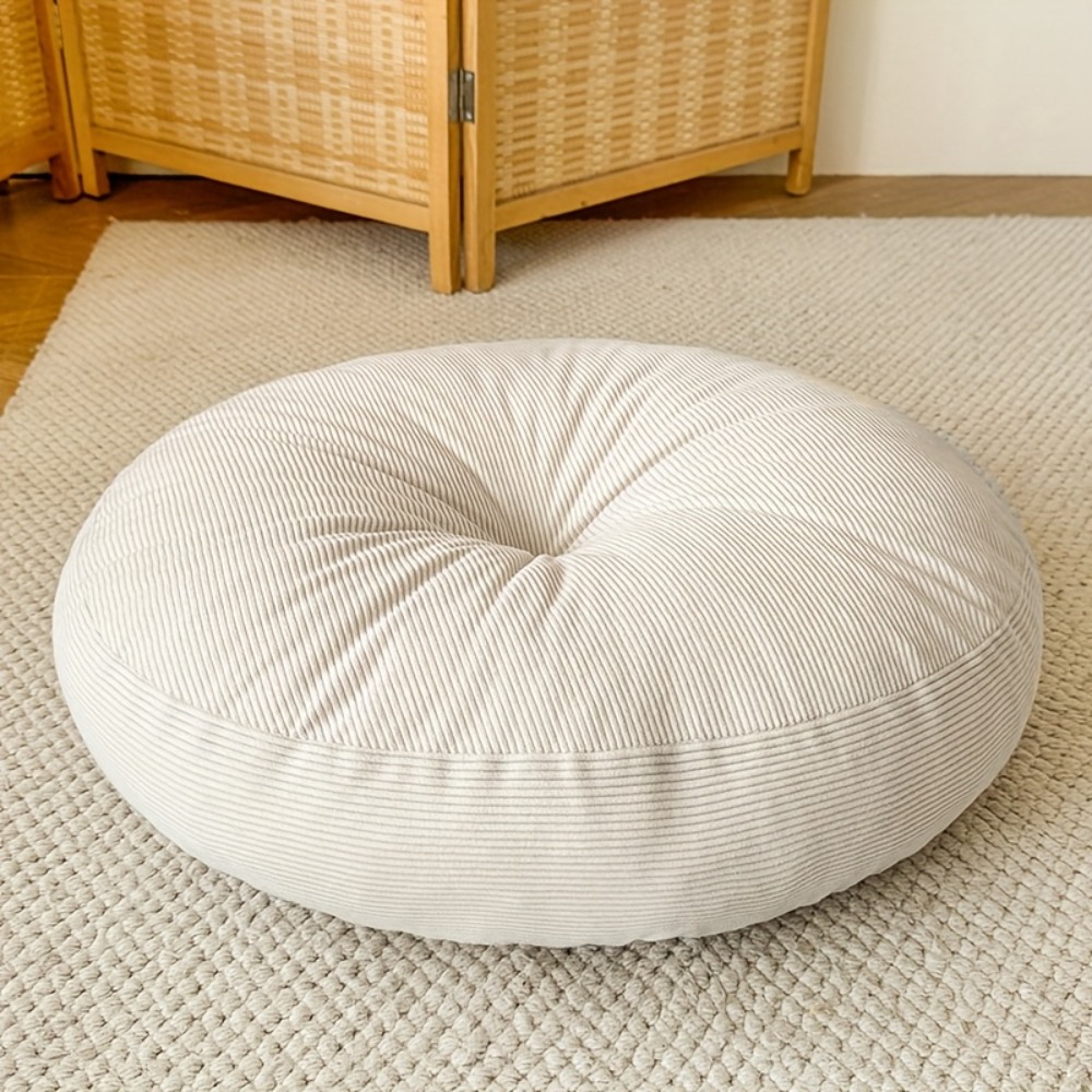 Meditation Cushion Zafu - หมอนรองนั่งทรงกลมหนานุ่ม สบาย บรรจุเต็มสำหรับการทำสมาธิและโยคะ ตกแต่งบ้านสไตล์โบฮีเมียนเซน สีส้มสดใส