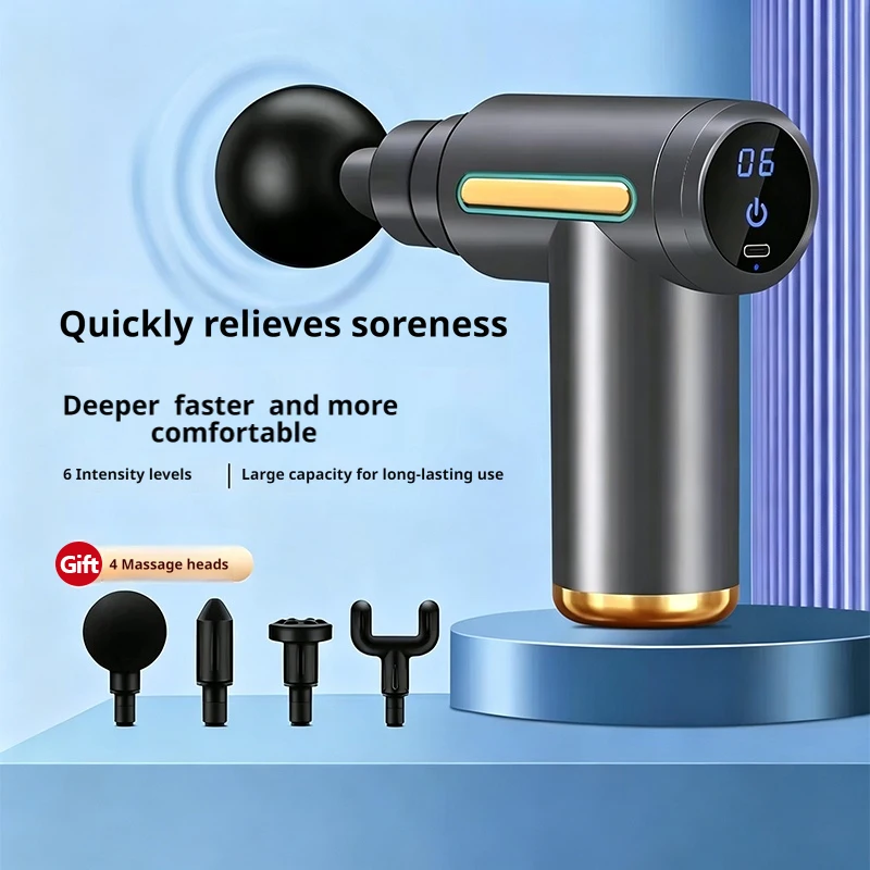 Massage Gun Deep Tissue - ปืนนวดกล้ามเนื้อไฟฟ้าขนาดเล็ก 6 ระดับความเร็ว เครื่องนวดเนื้อเยื่อส่วนลึกแบบพกพา สำหรับผ่อนคลายร่างกายและบรรเทาอาการปวดจากการเล่นกีฬา