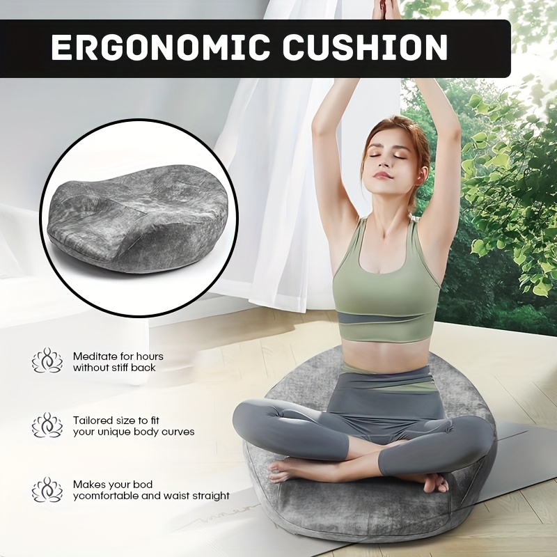 Meditation Cushion Zafu - เบาะรองนั่งสมาธิเมมโมรี่โฟมพร้อมการรองรับตามหลักสรีรศาสตร์ | หมอนรองนั่งแบบซักได้ สีเทา สำหรับโยคะ นั่งพักผ่อน