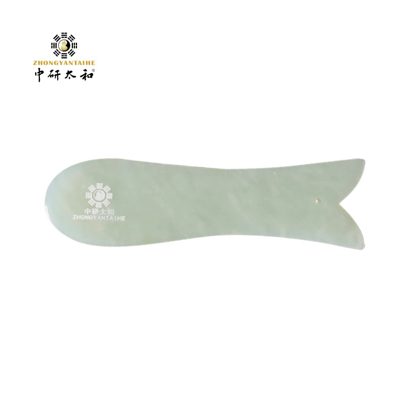 Jade Gua Sha Tool - Gua Sha เครื่องนวดหน้า Guasha เครื่องมือสําหรับปรับปรุงการไหลเวียนโลหิตสีเขียวหยก Gua-Sha