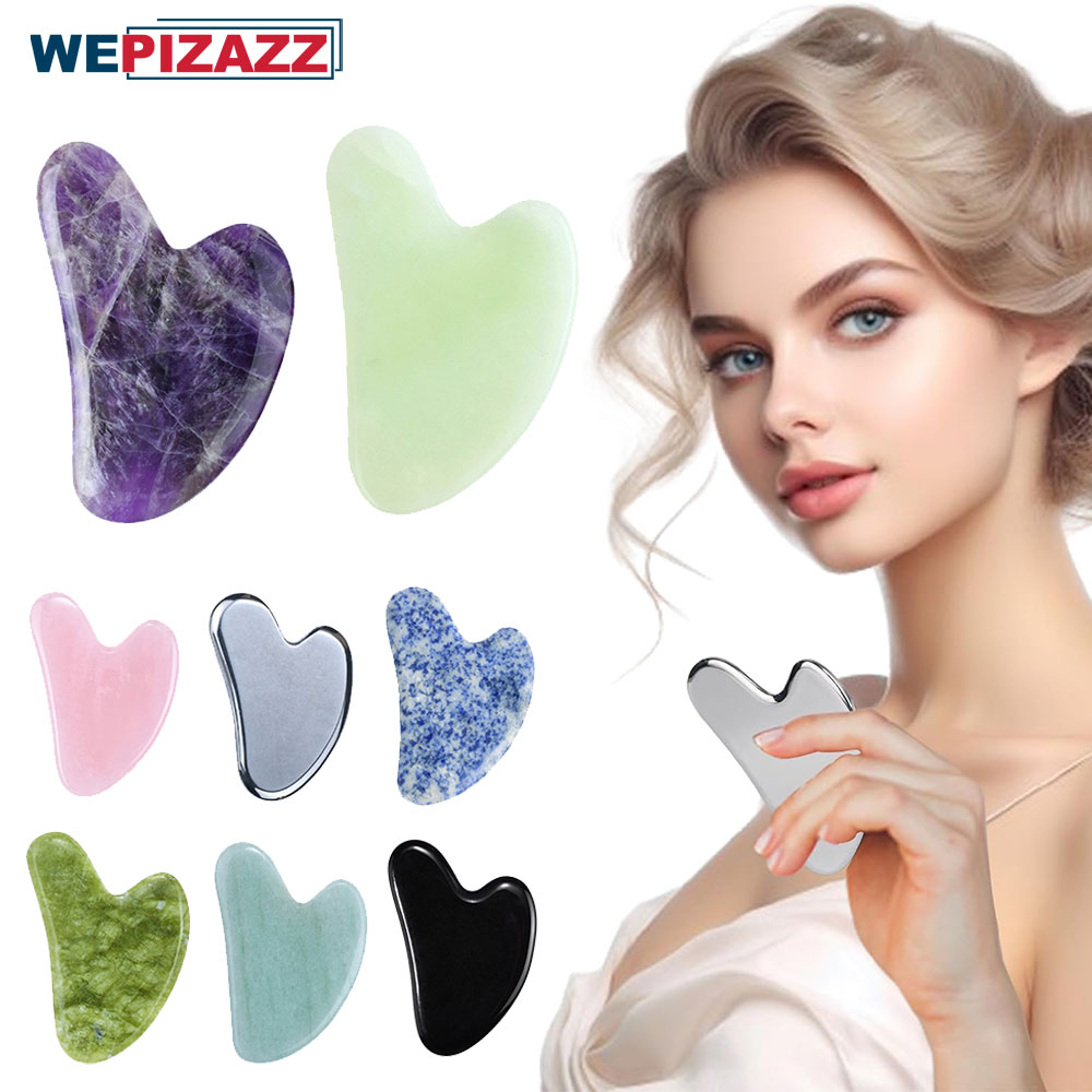 Jade Gua Sha Tool - Gua Sha Facial Tools Stone สําหรับขูดผิวหน้าและสปาการฝังเข็มบําบัด