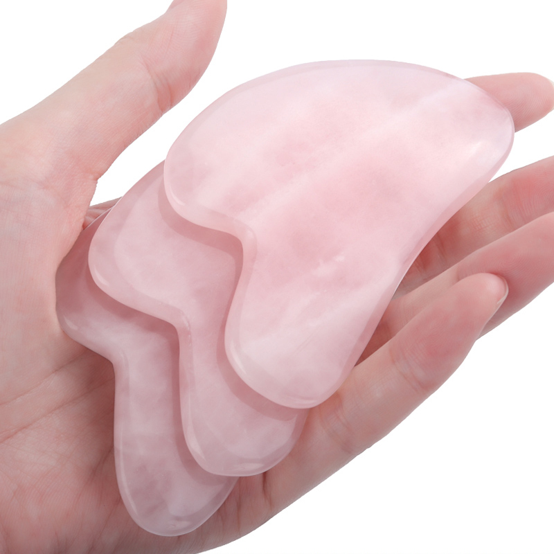 Jade Gua Sha Tool - Rose Quartz Jade Guasha เครื่องมือนวดหินธรรมชาติ Scraper