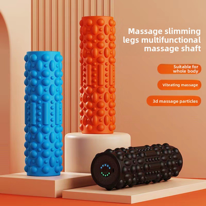 Vibrating Foam Roller - ลูกกลิ้งโฟมไฟฟ้า ผ่อนคลายกล้ามเนื้อ ขาสวย ไม้กดจุด ลูกกลิ้งนวด อุปกรณ์ออกกำลังกาย