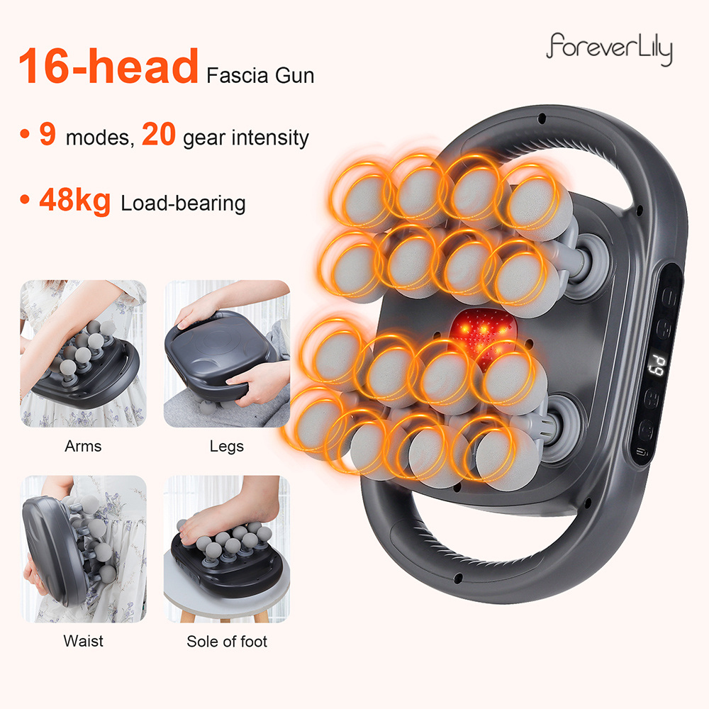 16 หัว Fascia ปืนการสั่นสะเทือ - Massage Gun Deep Tissue บทวิจารณ์และราคา