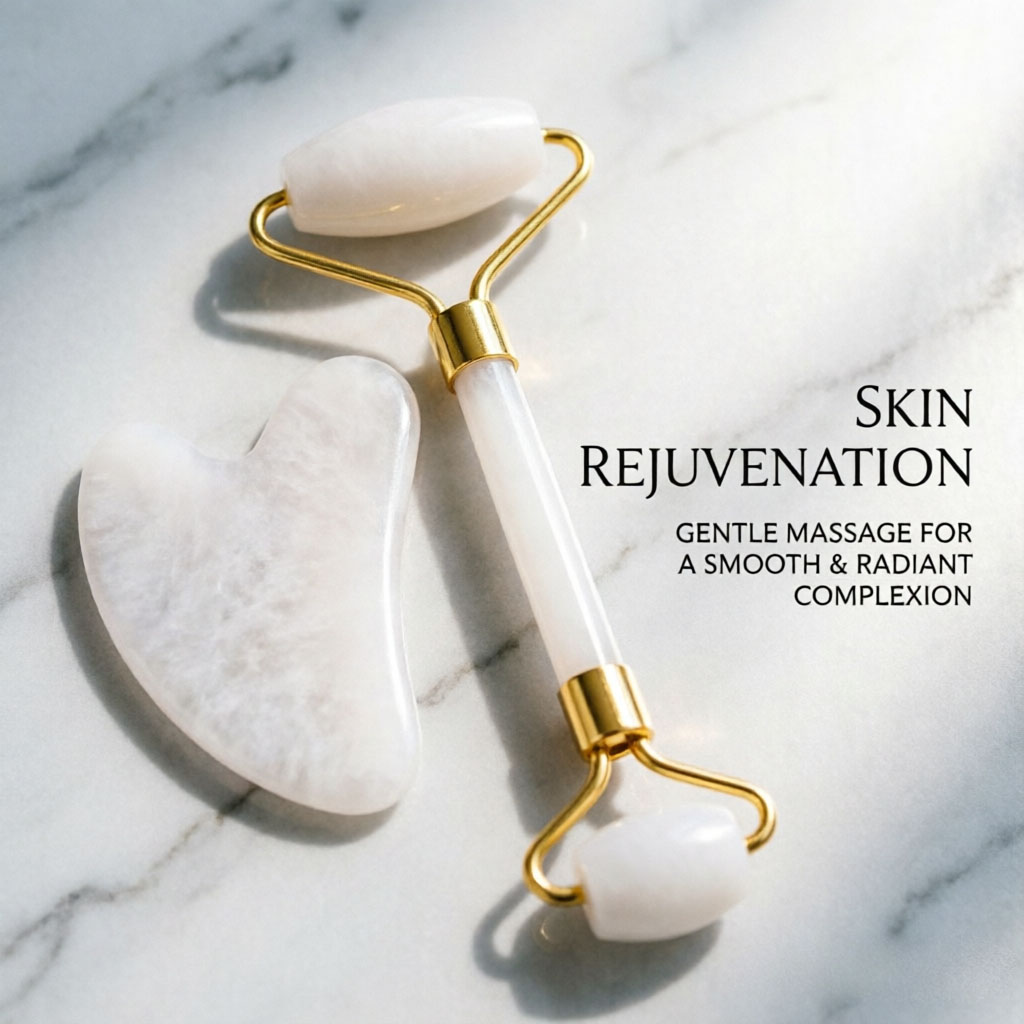 หินกัวซาหยกขาวธรรมชาติ  ลูกกลิ - Jade Gua Sha Tool บทวิจารณ์และราคา