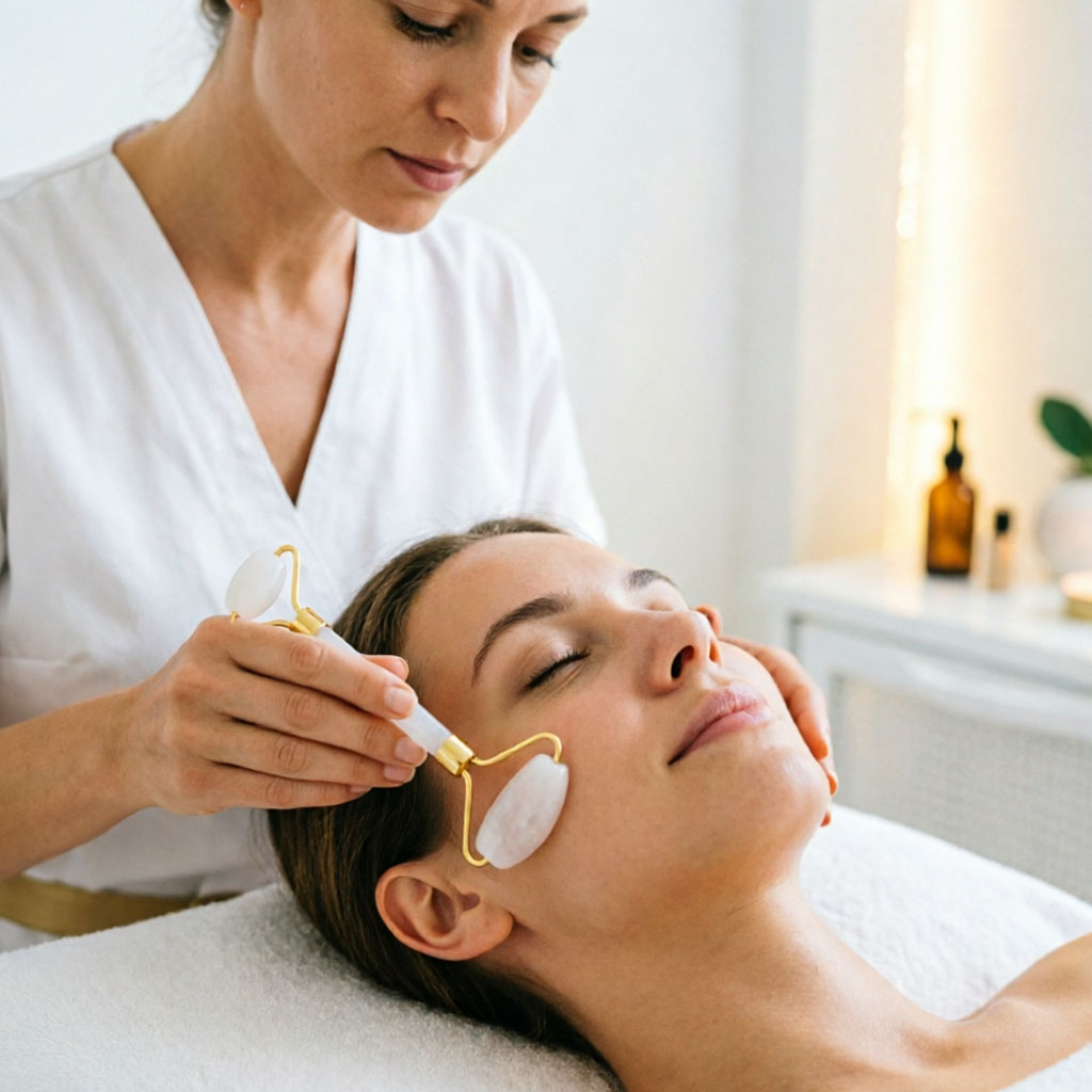 หินกัวซาหยกขาวธรรมชาติ  ลูกกลิ - Jade Gua Sha Tool บทวิจารณ์และราคา