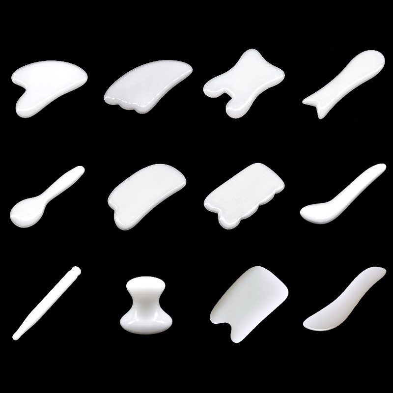 กระดานหยกขาวธรรมชาติแผ่นหินหยก - Jade Gua Sha Tool บทวิจารณ์และราคา